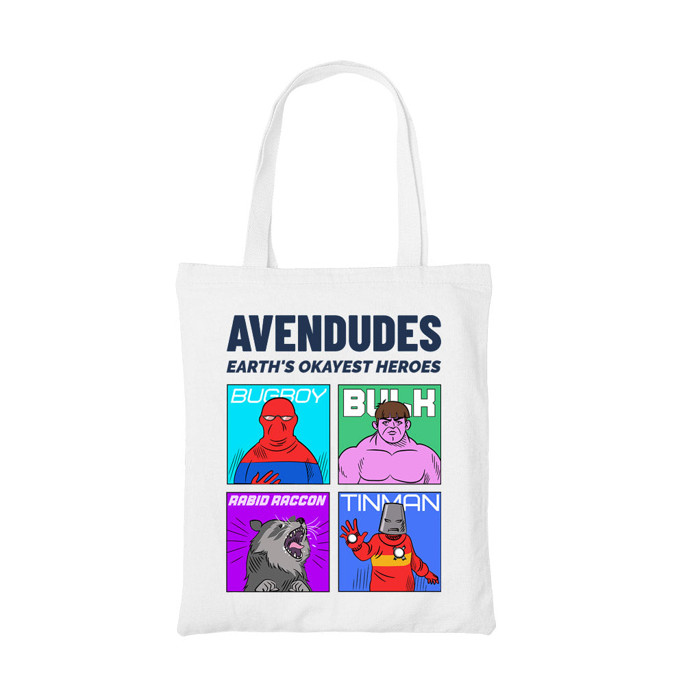 superheroes avendudes tote bag cotton printed tv & movies buy online united states usa the banyan tee tbt men women girls boys unisex