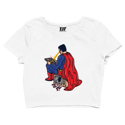 superheroes who needs a microwave crop top tv & movies buy online united states of america usa the banyan tee tbt men women girls boys unisex sky blue