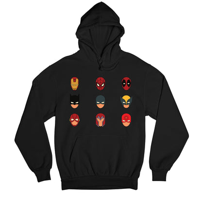 superheroes masked hoodie hooded sweatshirt winterwear tv & movies buy online united states usa the banyan tee tbt men women girls boys unisex black