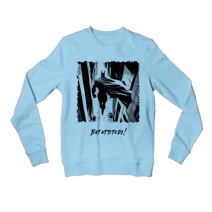 superheroes bat attitude sweatshirt upper winterwear tv & movies buy online united states usa the banyan tee tbt men women girls boys unisex baby blue