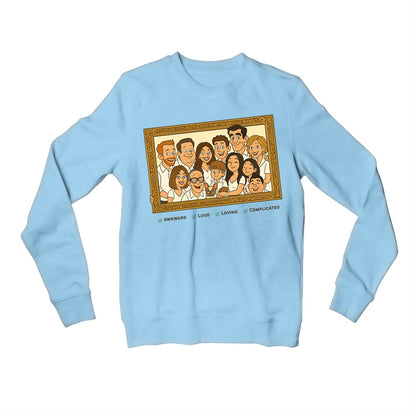 modern family the family frame sweatshirt upper winterwear tv & movies buy online united states usa the banyan tee tbt men women girls boys unisex baby blue