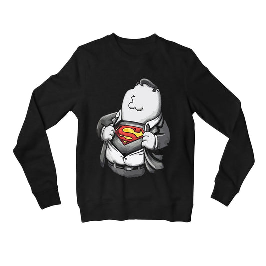 family guy super guy sweatshirt upper winterwear tv & movies buy online united states of america usa the banyan tee tbt men women girls boys unisex black - peter griffin