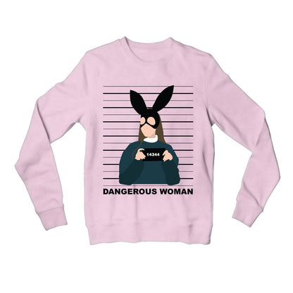 ariana grande dangerous woman sweatshirt upper winterwear music band buy online united states of america usa the banyan tee tbt men women girls boys unisex baby pink