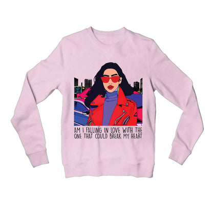 dua lipa break my heart sweatshirt upper winterwear music band buy online united states of america usa the banyan tee tbt men women girls boys unisex baby pink