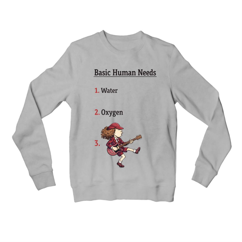 ac/dc basic human needs sweatshirt upper winterwear music band buy online united states usa the banyan tee tbt men women girls boys unisex gray 