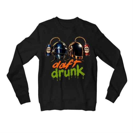 daft punk daft drunk sweatshirt upper winterwear music band buy online united states usa the banyan tee tbt men women girls boys unisex black 
