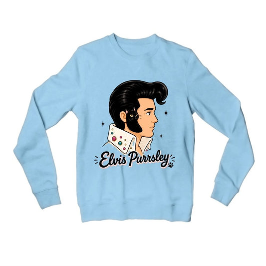 elvis presley purrsley sweatshirt upper winterwear music band buy online united states usa the banyan tee tbt men women girls boys unisex baby blue 