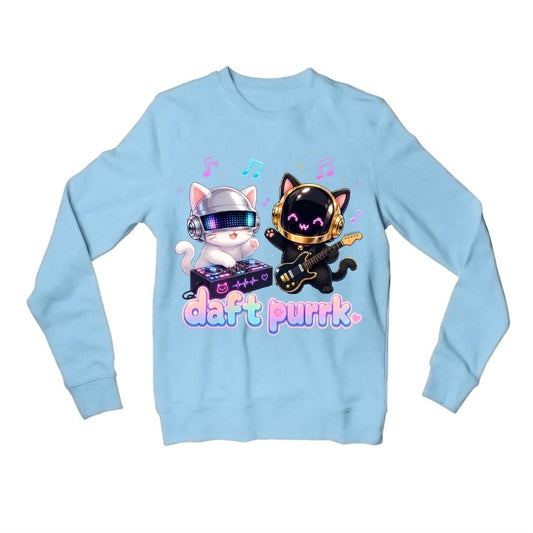 daft punk daft purrk sweatshirt upper winterwear music band buy online united states usa the banyan tee tbt men women girls boys unisex baby blue 