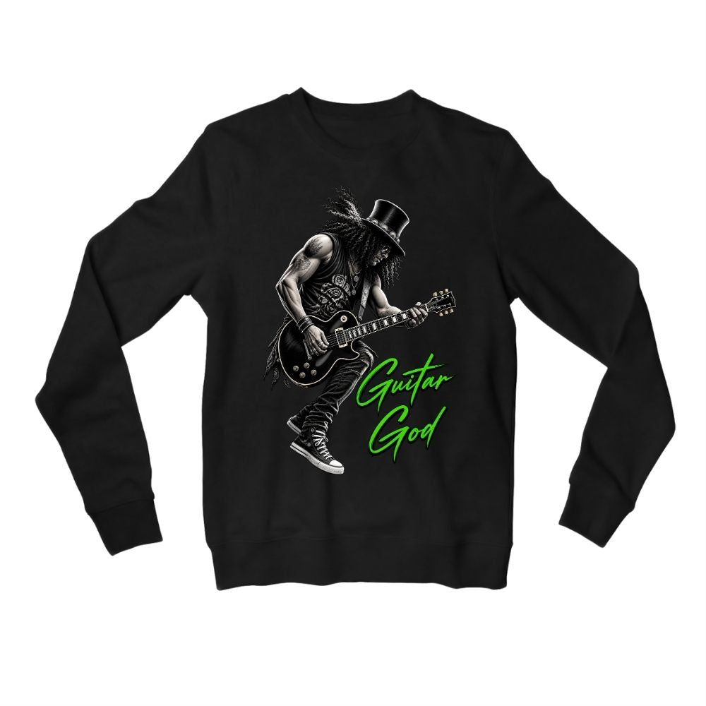 guns n' roses guitar god sweatshirt upper winterwear music band buy online united states usa the banyan tee tbt men women girls boys unisex black 