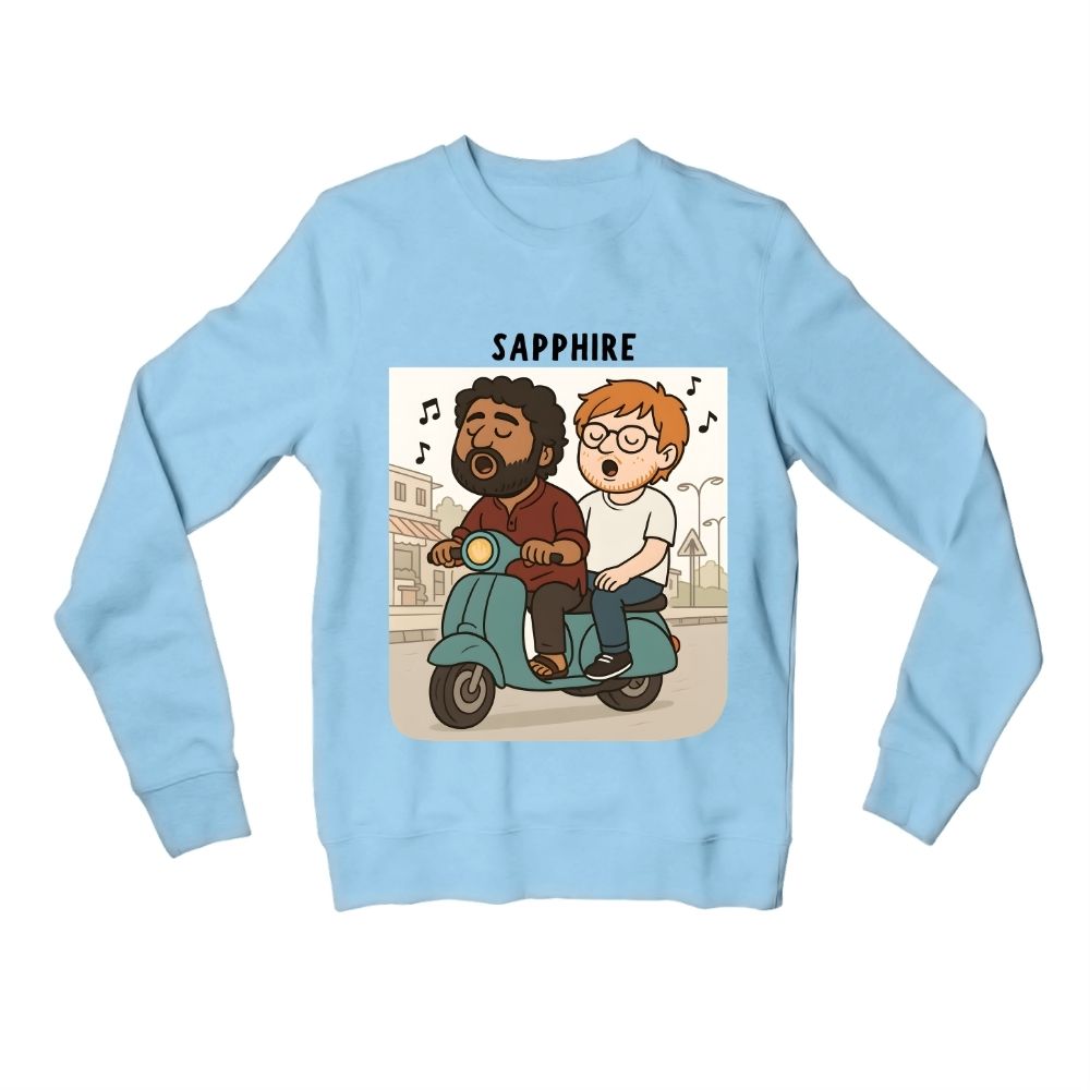ed sheeran sapphire sweatshirt upper winterwear music band buy online united states usa the banyan tee tbt men women girls boys unisex baby blue 