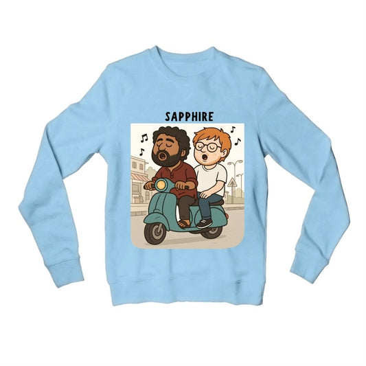 ed sheeran sapphire sweatshirt upper winterwear music band buy online united states usa the banyan tee tbt men women girls boys unisex baby blue 