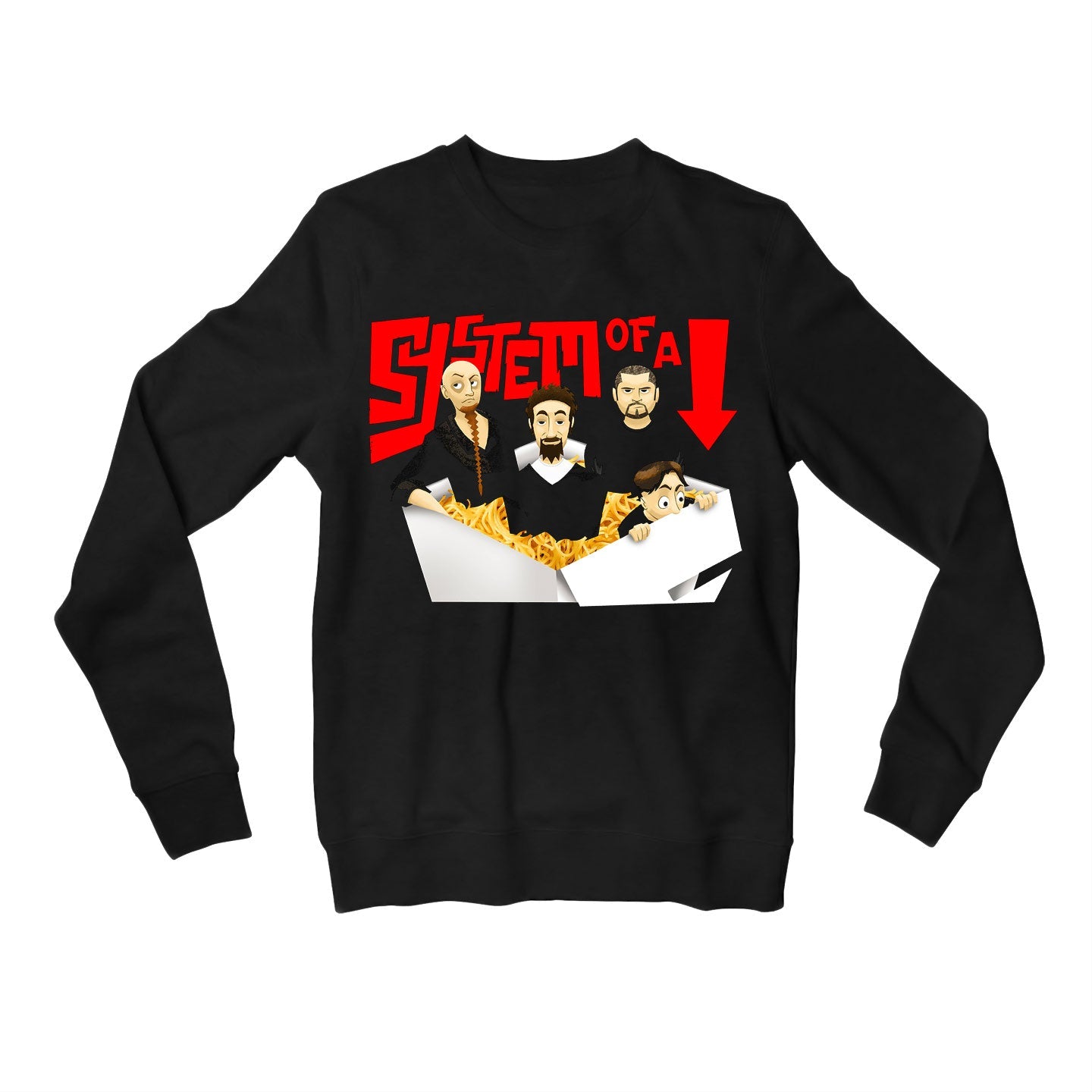 system of a down chopsuey cartoon sweatshirt upper winterwear music band buy online united states usa the banyan tee tbt men women girls boys unisex black