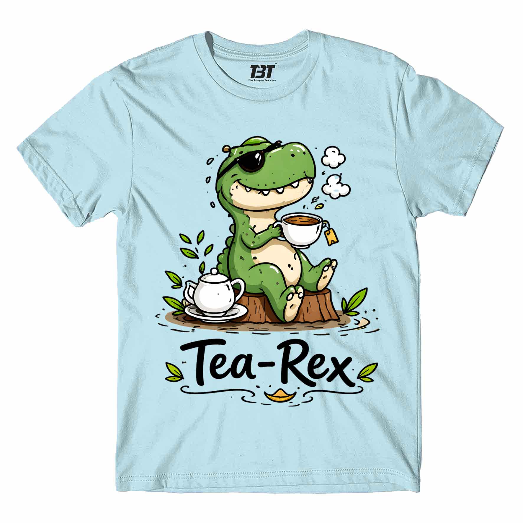 printed graphic tea rex t-shirt printed graphic stylish buy online united states usa the banyan tee tbt men women girls boys unisex baby blue