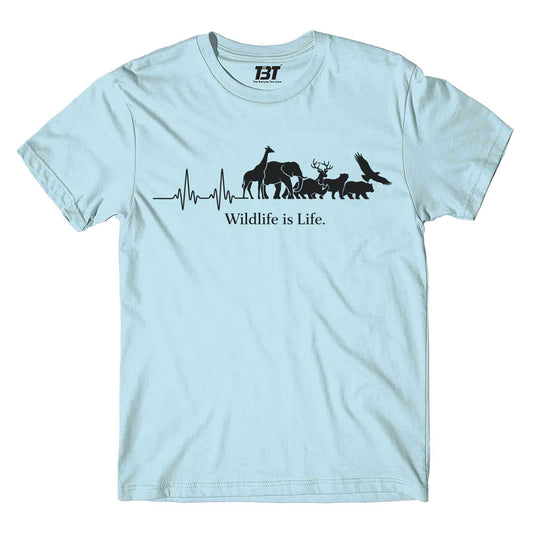 printed graphic wildlife is life t-shirt printed graphic stylish buy online united states usa the banyan tee tbt men women girls boys unisex baby blue