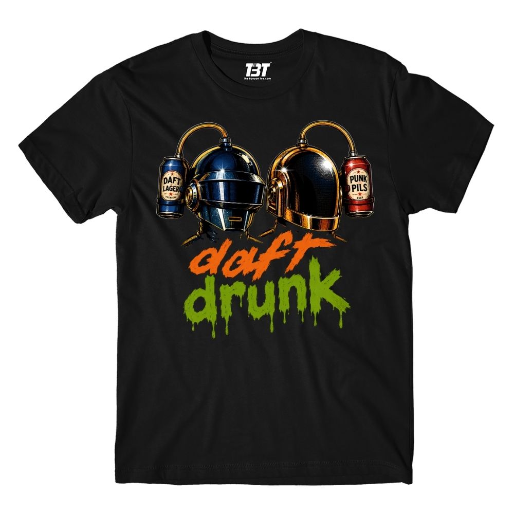 daft punk daft drunk t-shirt music band buy online united states usa the banyan tee tbt men women girls boys unisex black 
