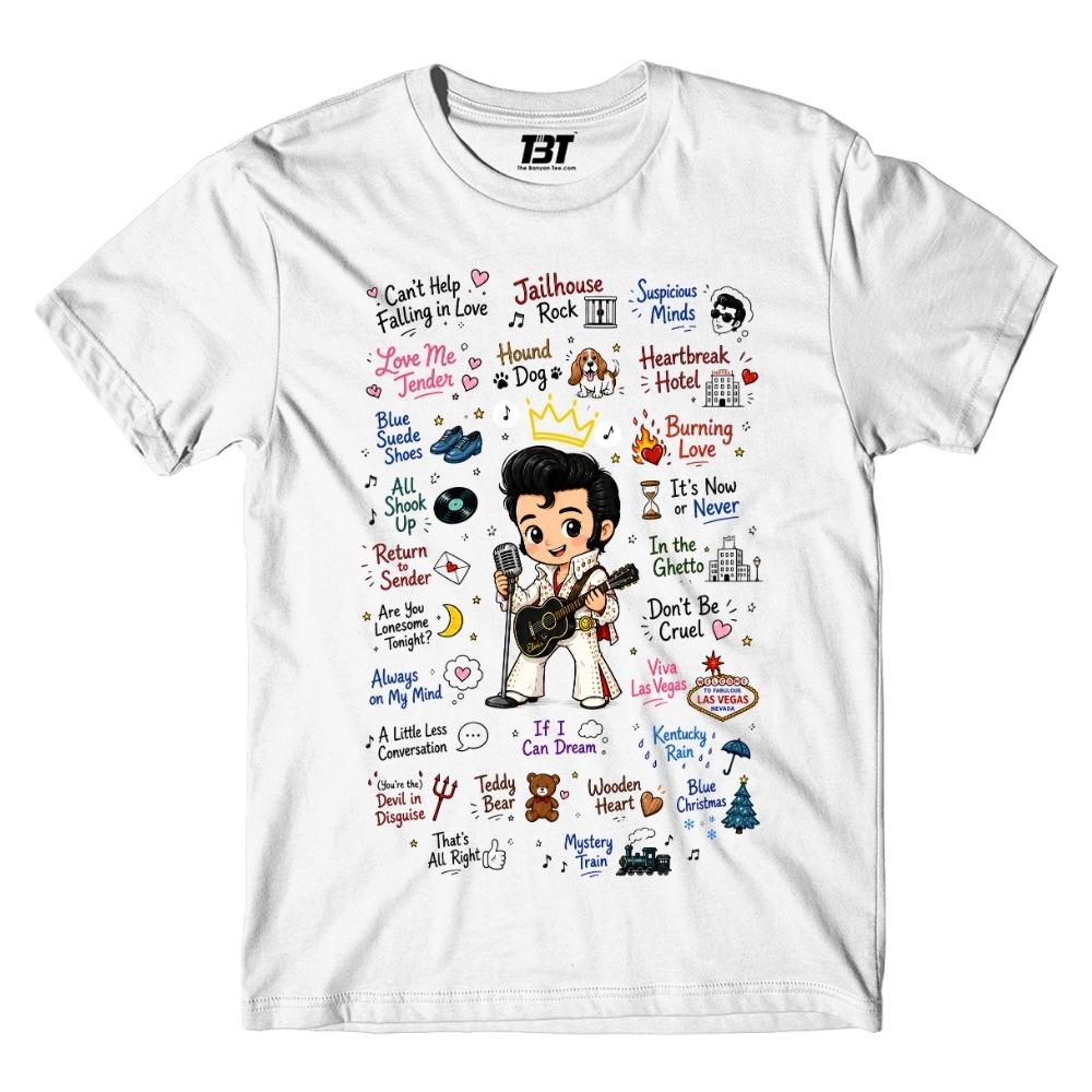 elvis presley rockabilly doodle t-shirt music band buy online united states usa the banyan tee tbt men women girls boys unisex white 