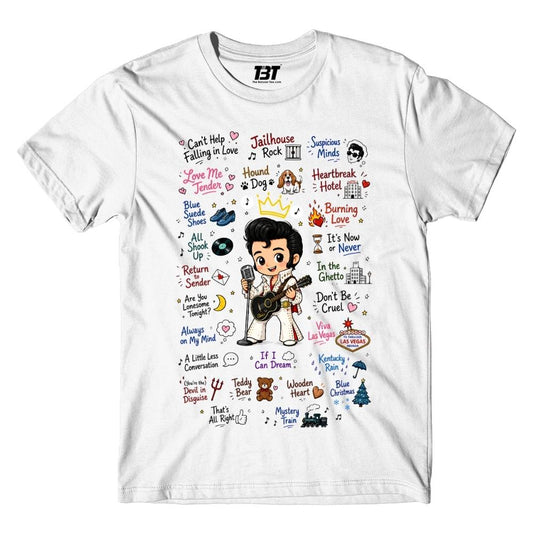 elvis presley rockabilly doodle t-shirt music band buy online united states usa the banyan tee tbt men women girls boys unisex white 