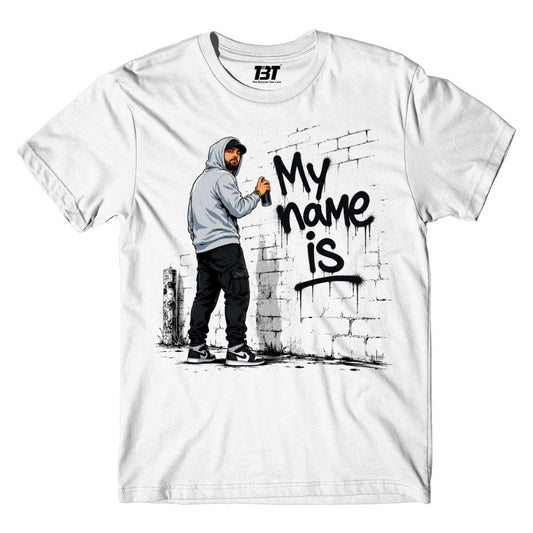 eminem my name is t-shirt music band buy online united states usa the banyan tee tbt men women girls boys unisex white 