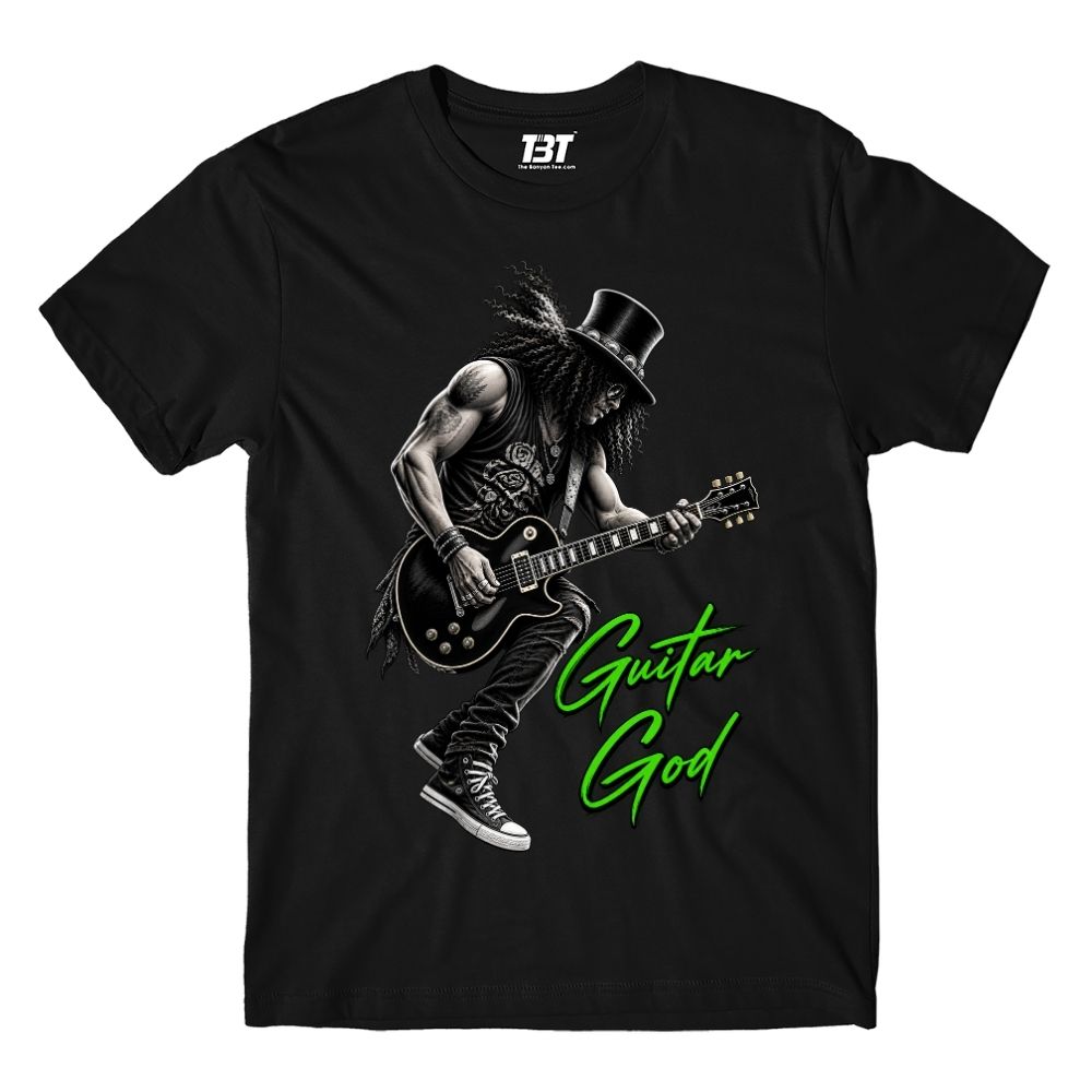 guns n' roses guitar god t-shirt music band buy online united states usa the banyan tee tbt men women girls boys unisex black 