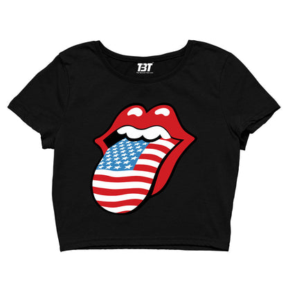 the rolling stones tongue crop top music band buy online united states of america usa the banyan tee tbt men women girls boys unisex black