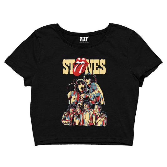 the rolling stones stones crop top music band buy online united states of america usa the banyan tee tbt men women girls boys unisex black