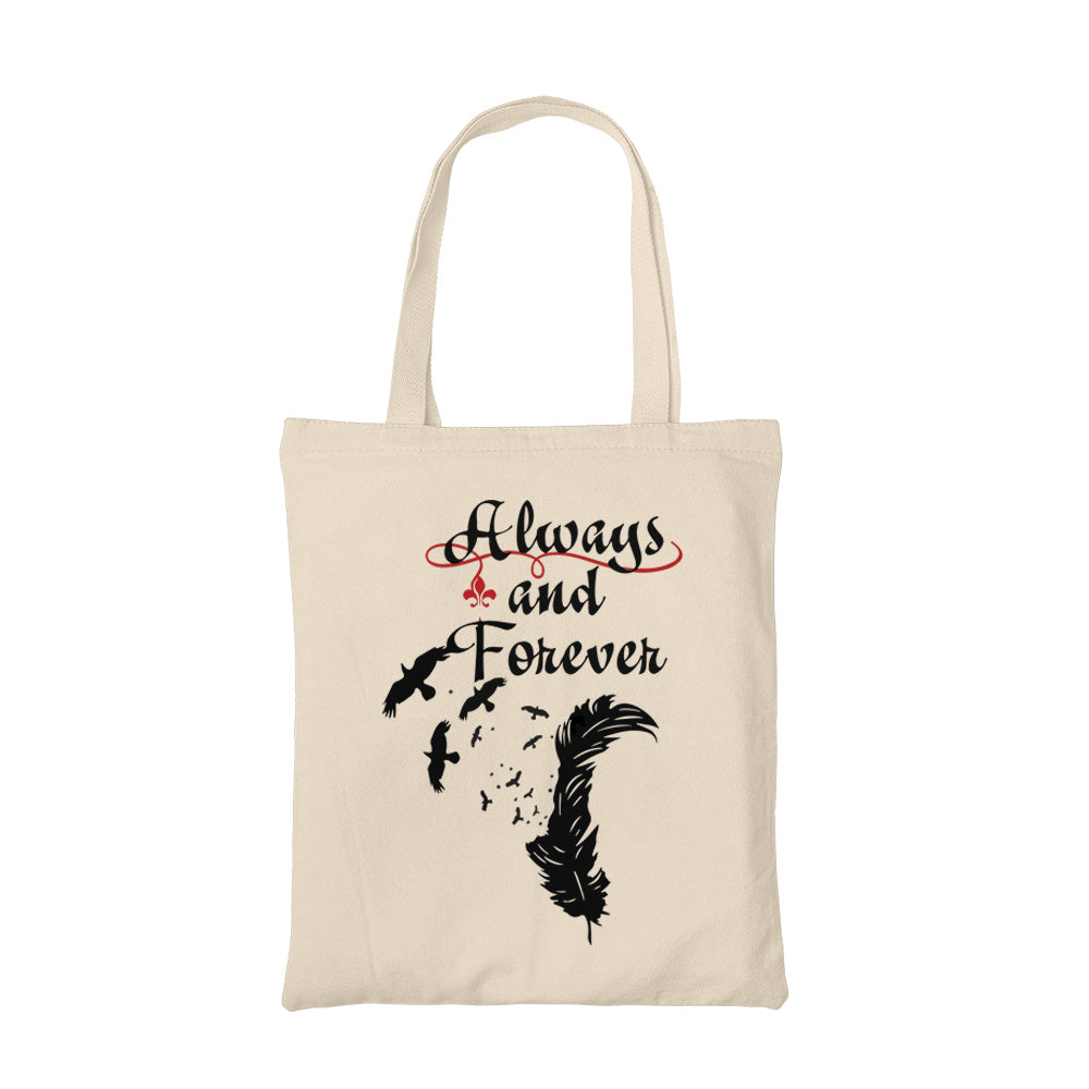 the vampire diaries always and forever tote bag hand printed cotton women men unisex