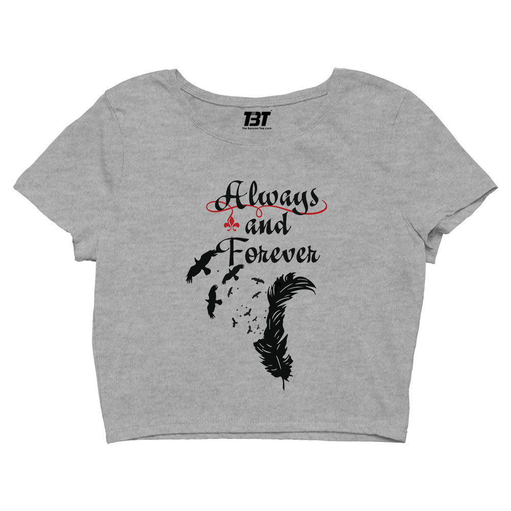 the vampire diaries always and forever crop top tv & movies buy online united states of america usa the banyan tee tbt men women girls boys unisex gray tvd stefan elena damon caroline katherine tyler bonnie