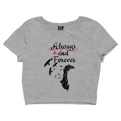 the vampire diaries always and forever crop top tv & movies buy online united states of america usa the banyan tee tbt men women girls boys unisex gray tvd stefan elena damon caroline katherine tyler bonnie