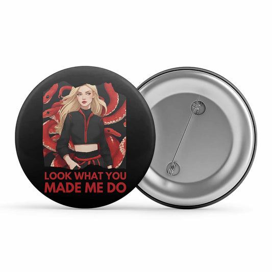 taylor swift look what you made me do badge pin button music band buy online united states of america usa the banyan tee tbt men women girls boys unisex