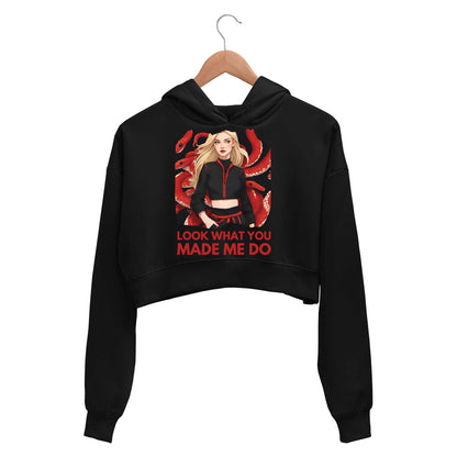taylor swift look what you made me do crop hoodie hooded sweatshirt upper winterwear music band buy online india the banyan tee tbt men women girls boys unisex black