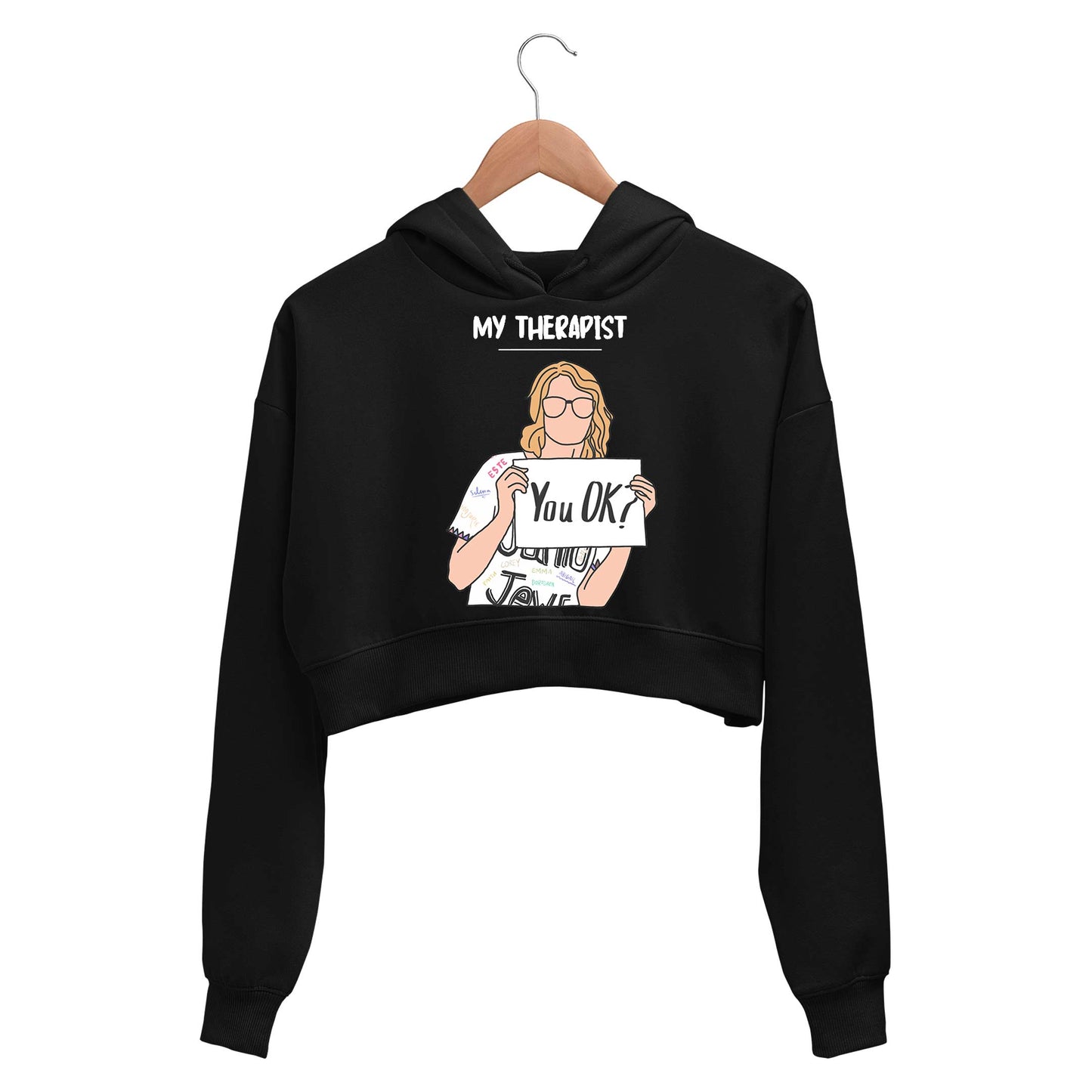 taylor swift my therapist crop hoodie hooded sweatshirt upper winterwear music band buy online india the banyan tee tbt men women girls boys unisex black