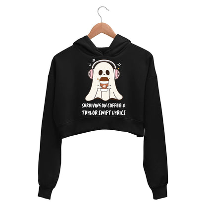 taylor swift coffee and tay's lyrics crop hoodie hooded sweatshirt upper winterwear music band buy online india the banyan tee tbt men women girls boys unisex black