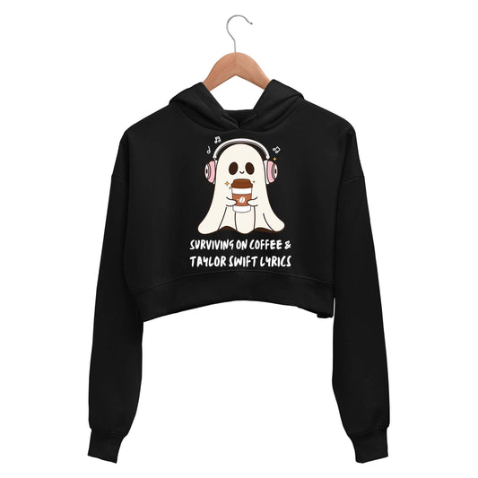taylor swift coffee and tay's lyrics crop hoodie hooded sweatshirt upper winterwear music band buy online india the banyan tee tbt men women girls boys unisex black