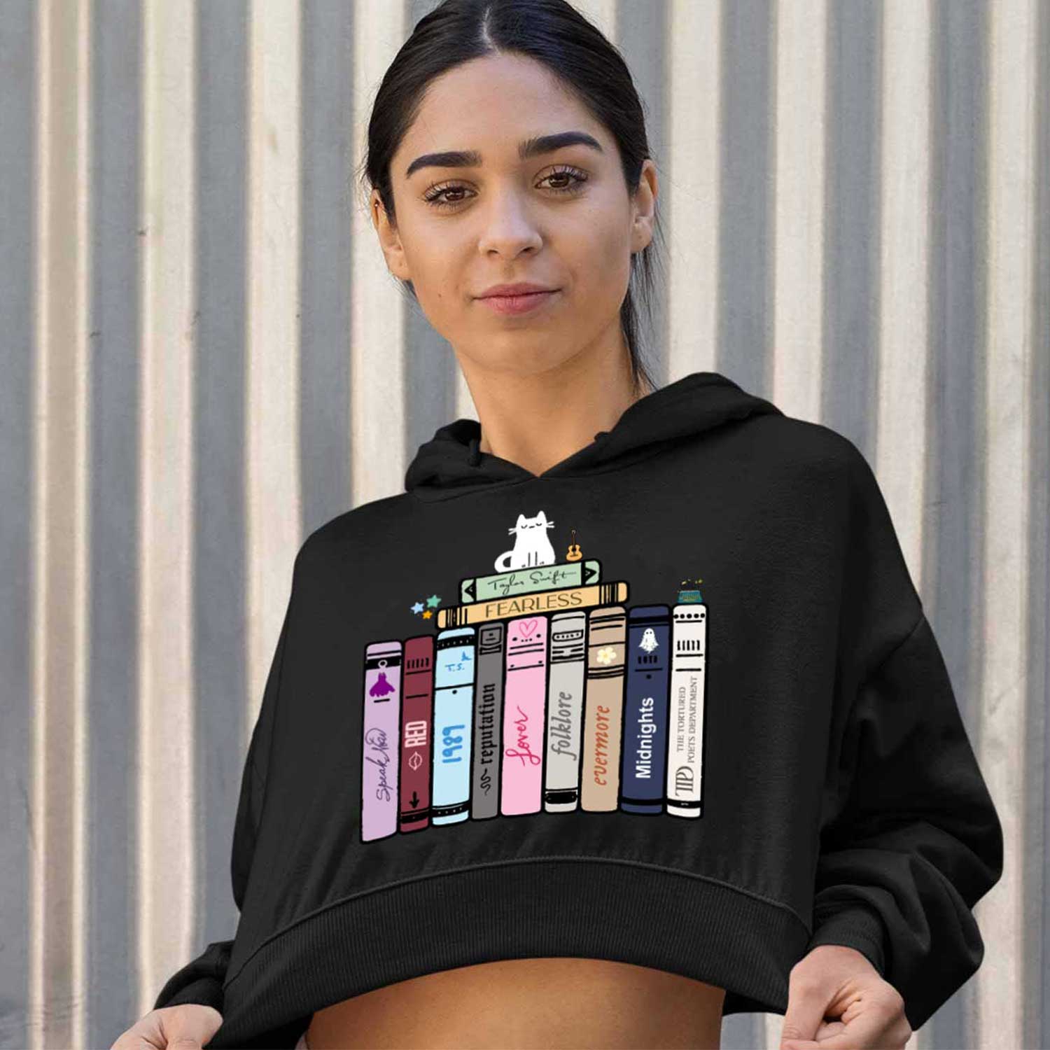 taylor swift tay's songbooks crop hoodie hooded sweatshirt upper winterwear music band buy online india the banyan tee tbt men women girls boys unisex black