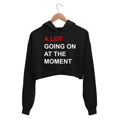 taylor swift a lot going on crop hoodie hooded sweatshirt upper winterwear music band buy online india the banyan tee tbt men women girls boys unisex black