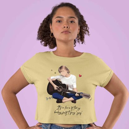 taylor swift love story crop top music band buy online united states of america usa the banyan tee tbt men women girls boys unisex xs it's a love story baby just say yes