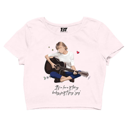 taylor swift love story crop top music band buy online united states of america usa the banyan tee tbt men women girls boys unisex xs it's a love story baby just say yes