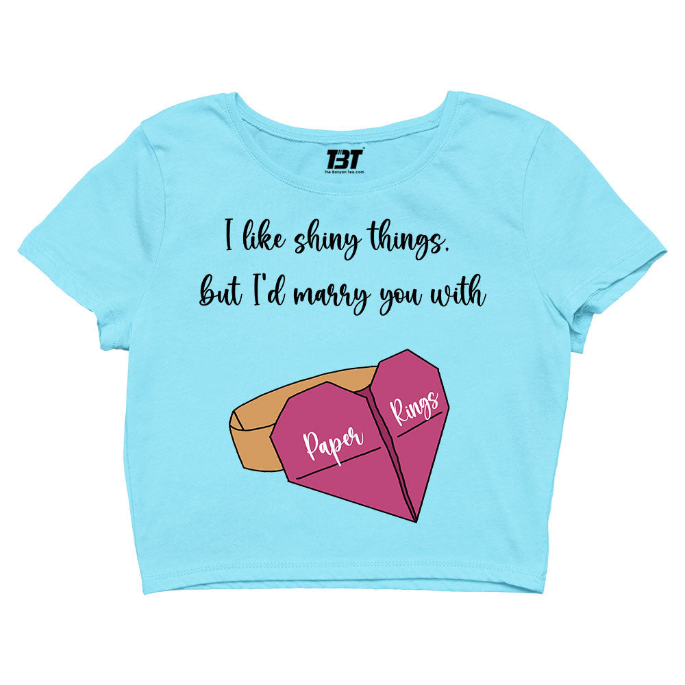 taylor swift paper rings crop top music band buy online united states of america usa the banyan tee tbt men women girls boys unisex xs i like shiny things but i'd marry you with paper rings