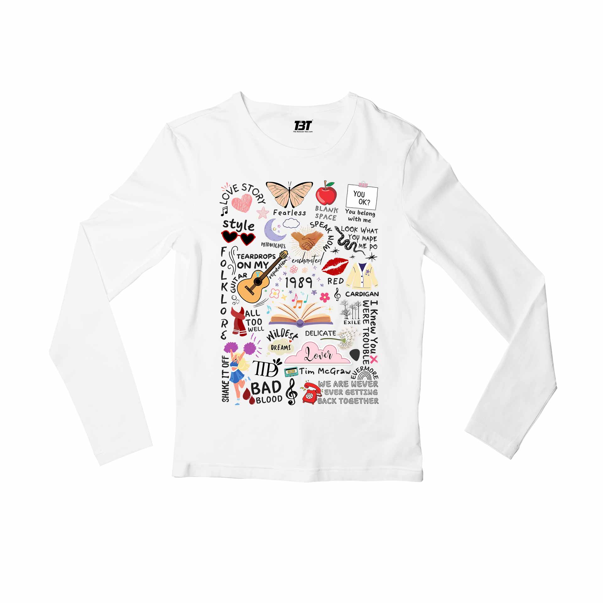 taylor swift tay's doodle full sleeves long sleeves music band buy online india the banyan tee tbt men women girls boys unisex white