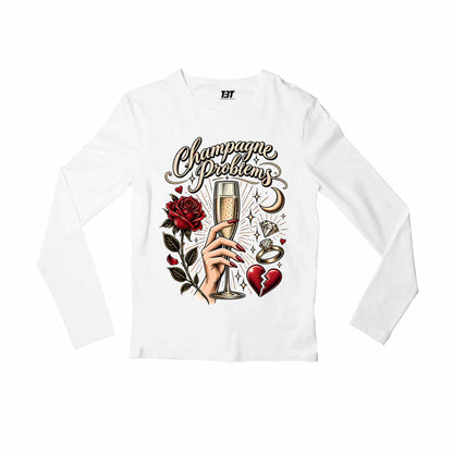 taylor swift champagne problems full sleeves long sleeves music band buy online united states usa the banyan tee tbt men women girls boys unisex white 