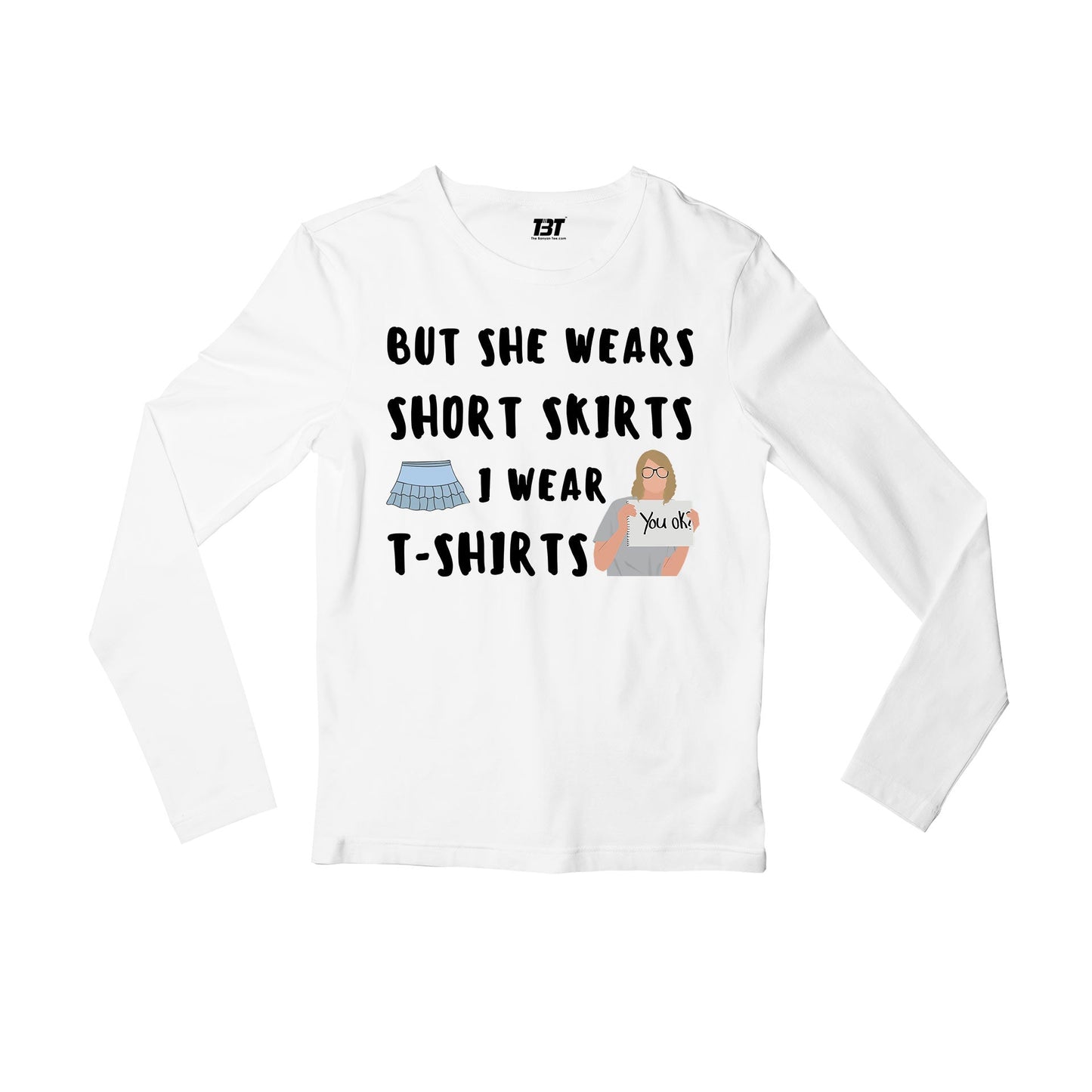 taylor swift i wear t-shirts full sleeves long sleeves music band buy online india the banyan tee tbt men women girls boys unisex white