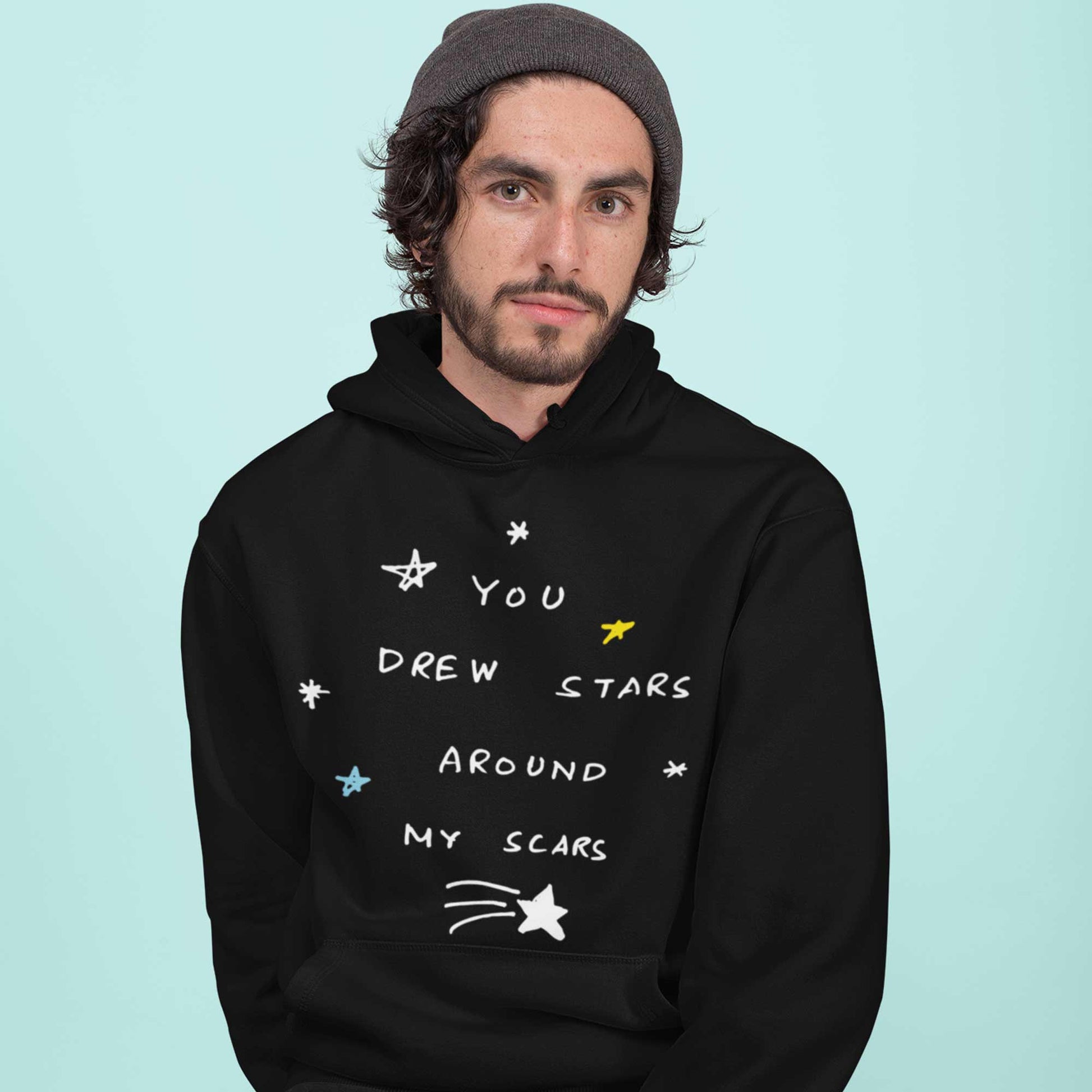 taylor swift cardigan hoodie hooded sweatshirt winterwear music band buy online usa united states of america the banyan tee tbt men women girls boys unisex black you drew stars around my scars