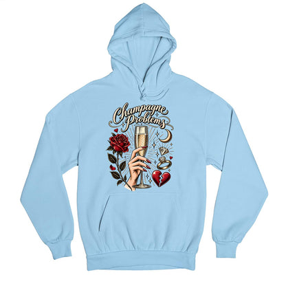 taylor swift champagne problems hoodie hooded sweatshirt winterwear music band buy online united states usa the banyan tee tbt men women girls boys unisex baby blue 