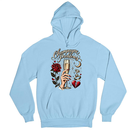 taylor swift champagne problems hoodie hooded sweatshirt winterwear music band buy online united states usa the banyan tee tbt men women girls boys unisex baby blue 