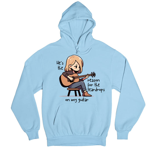 taylor swift tear drops on my guitar hoodie hooded sweatshirt winterwear music band buy online usa united states of america the banyan tee tbt men women girls boys unisex gray