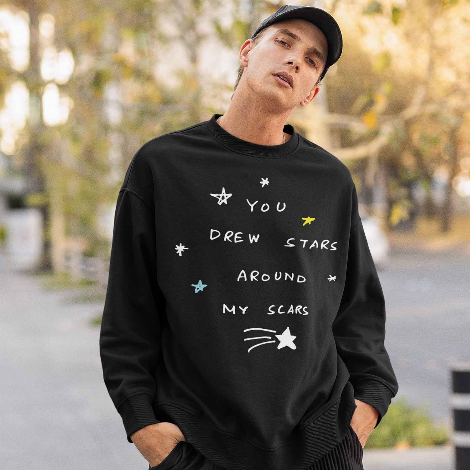 taylor swift cardigan sweatshirt upper winterwear music band buy online united states of america usa the banyan tee tbt men women girls boys unisex black you drew stars around my scars