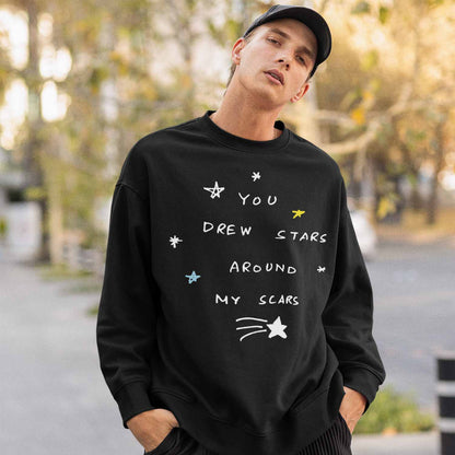 taylor swift cardigan sweatshirt upper winterwear music band buy online united states of america usa the banyan tee tbt men women girls boys unisex black you drew stars around my scars