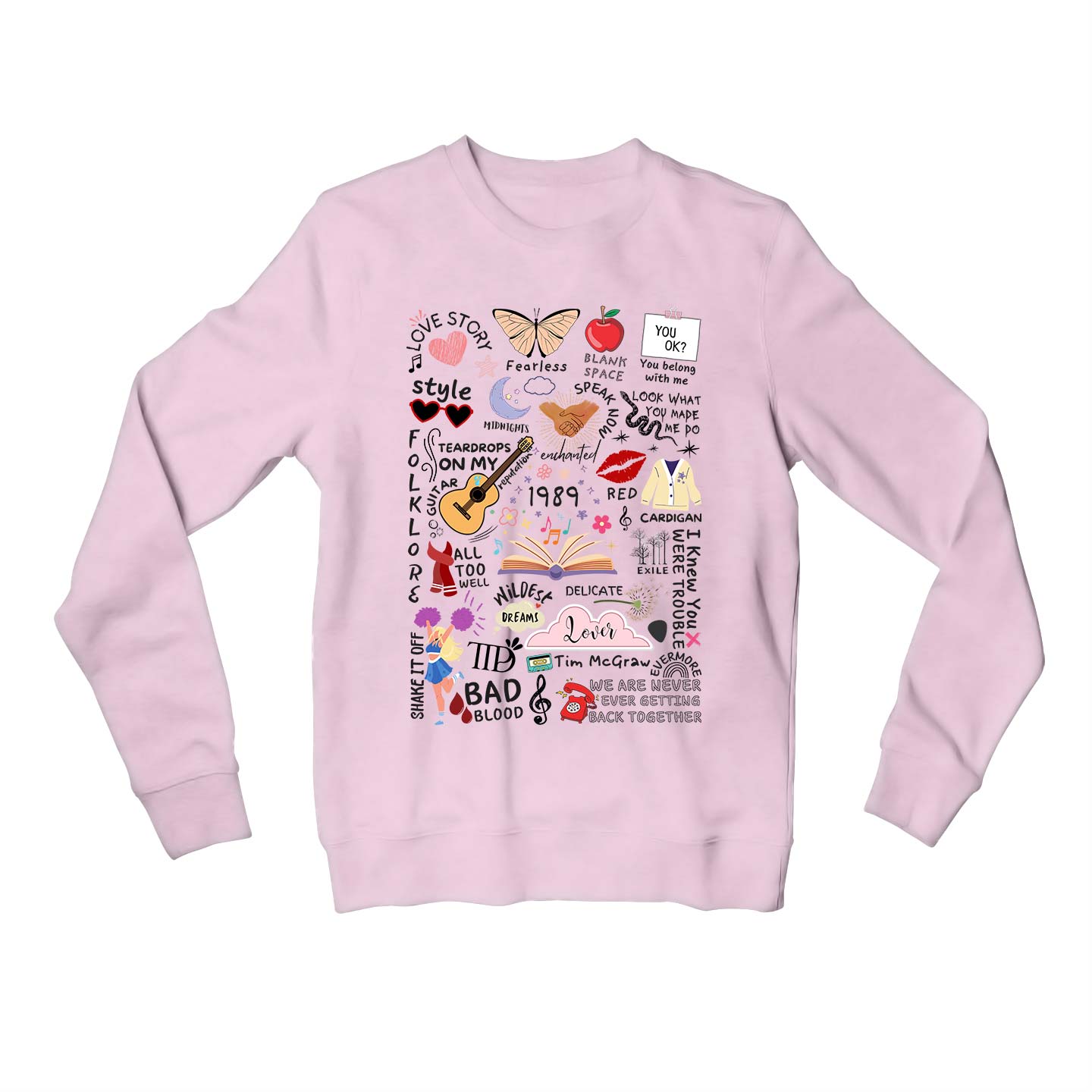 taylor swift tay's doodle sweatshirt upper winterwear music band buy online united states usa the banyan tee tbt men women girls boys unisex baby pink