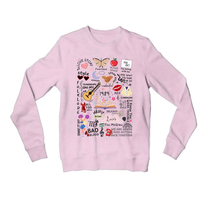 taylor swift tay's doodle sweatshirt upper winterwear music band buy online united states usa the banyan tee tbt men women girls boys unisex baby pink