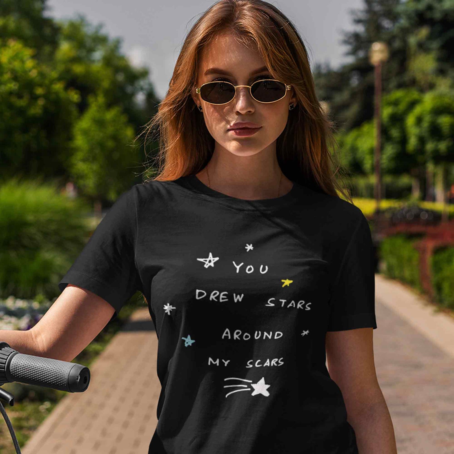 taylor swift cardigan t-shirt music band buy online usa united states the banyan tee tbt men women girls boys unisex black you drew stars around my scars